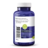 Een blauwe plastic fles met een wit etiket en dop, met het opschrift "Vitakruid - Gebufferde Vitamine C® (90 vegan capsules)". In het Nederlands staat er informatie over het supplement en een symbool voor groene, recyclebare verpakkingen.