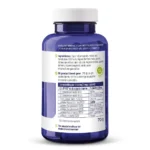 Een blauwe plastic fles met een witte dop, met in het Nederlands een etiket met ingrediënten, supplementinformatie en bewaarvoorschriften voor Vitakruid - Symflora® Original (90 vega capsules), een probiotisch product.