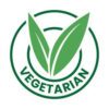 Een pictogram van groene bladeren in een cirkel met daaronder "VEGETARISCH" geeft aan dat Vitakruid - Ashwagandha KSM-66® & Bioperine® (60 vega capsules) geschikt is voor vegetariërs.