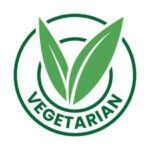 Een pictogram van groene bladeren in een cirkel met daaronder "VEGETARISCH" geeft aan dat Vitakruid - Ashwagandha KSM-66® & Bioperine® (60 vega capsules) geschikt is voor vegetariërs.