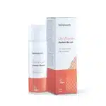 Een flesje en doosje van 30 ml Hemptouch - Skin Perfection - CBD Azelaic Serum voor gezicht, met 10% azelaïnezuur, CBD en zoethout; op de verpakking staat een veganistisch keurmerk.