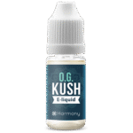 A bottle of Harmony E-liquid 300mg CBD - O.G. Kush (10ml).