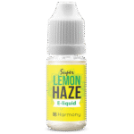 A bottle of Harmony E-liquid 600mg CBD - Lemon Haze (10ml).
