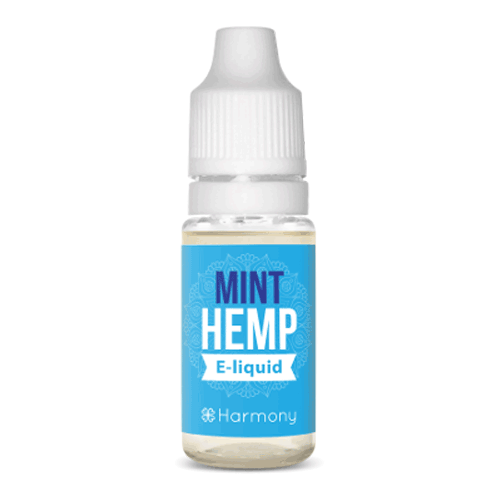a bottle of Harmony E-liquid 600mg CBD - Mint (10ml).