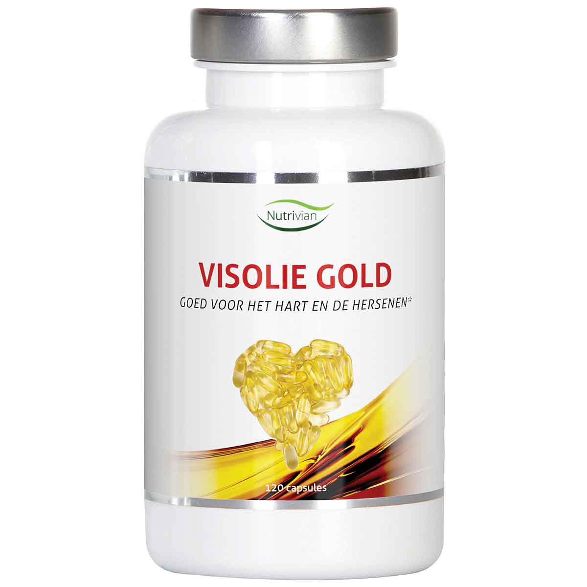 een fles visolie goud.